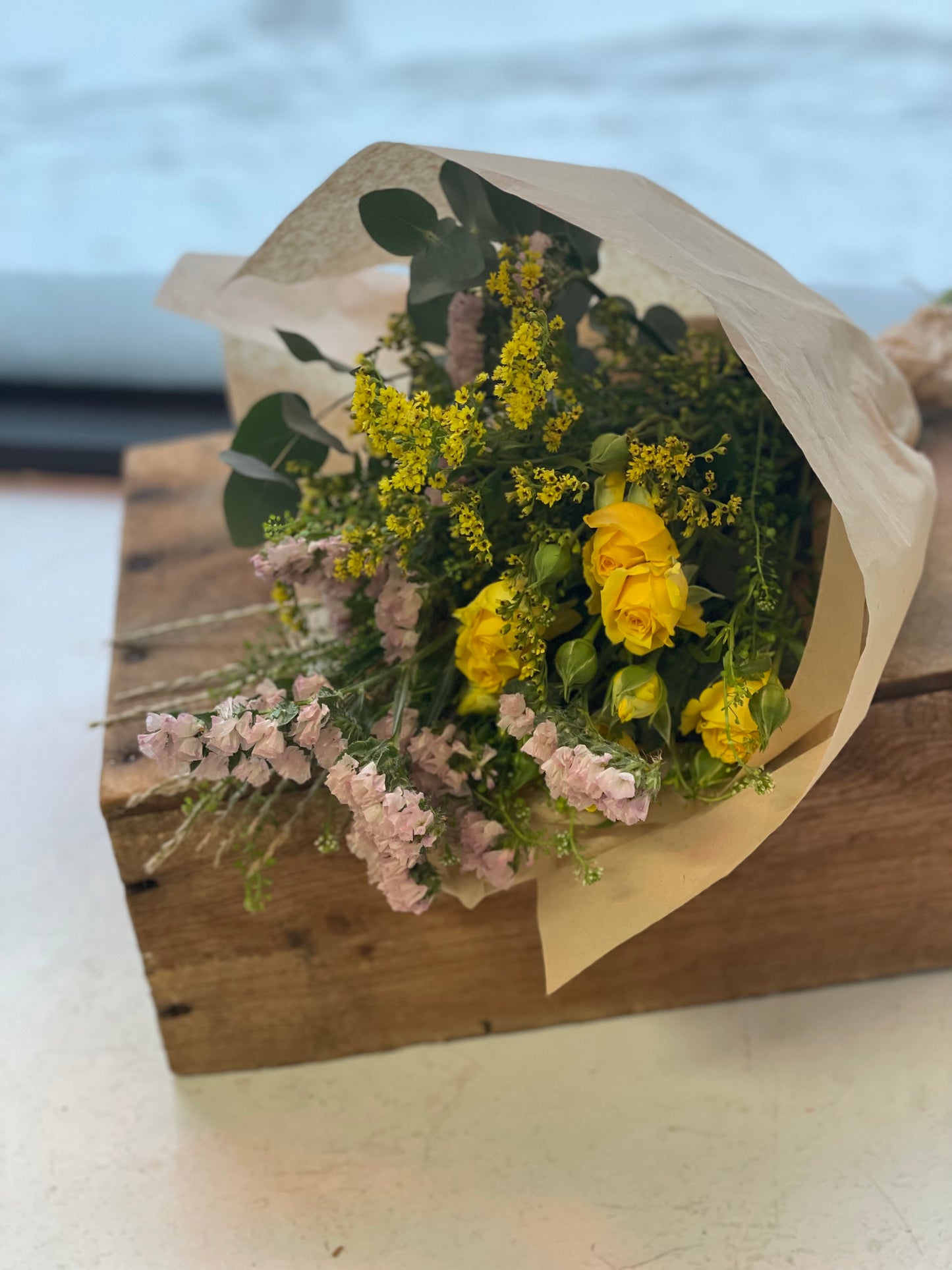 Beautifully drying cut flower bouquet from