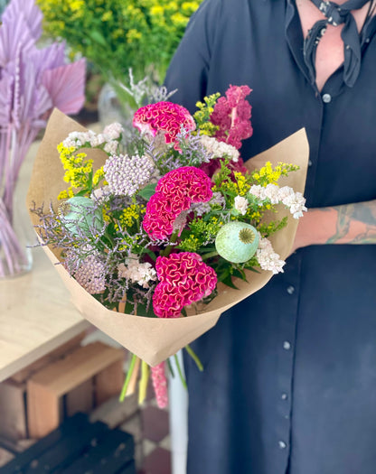 Beautifully drying cut flower bouquet from